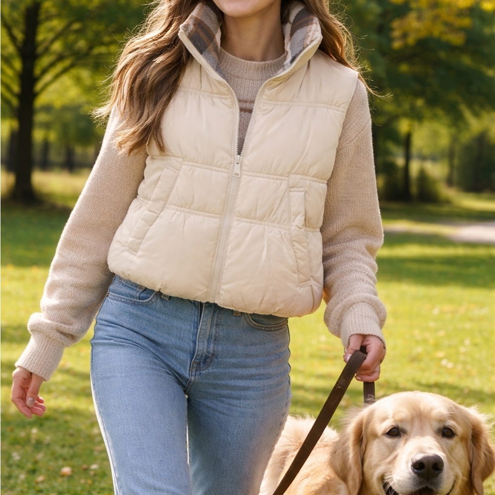 Reversible Cropped Puffer Vest NWT